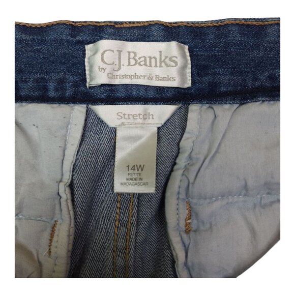 C.J. Banks Stretch Denim Jeans Womens Petite Size 14W Flared Madagascar - Picture 4 of 7